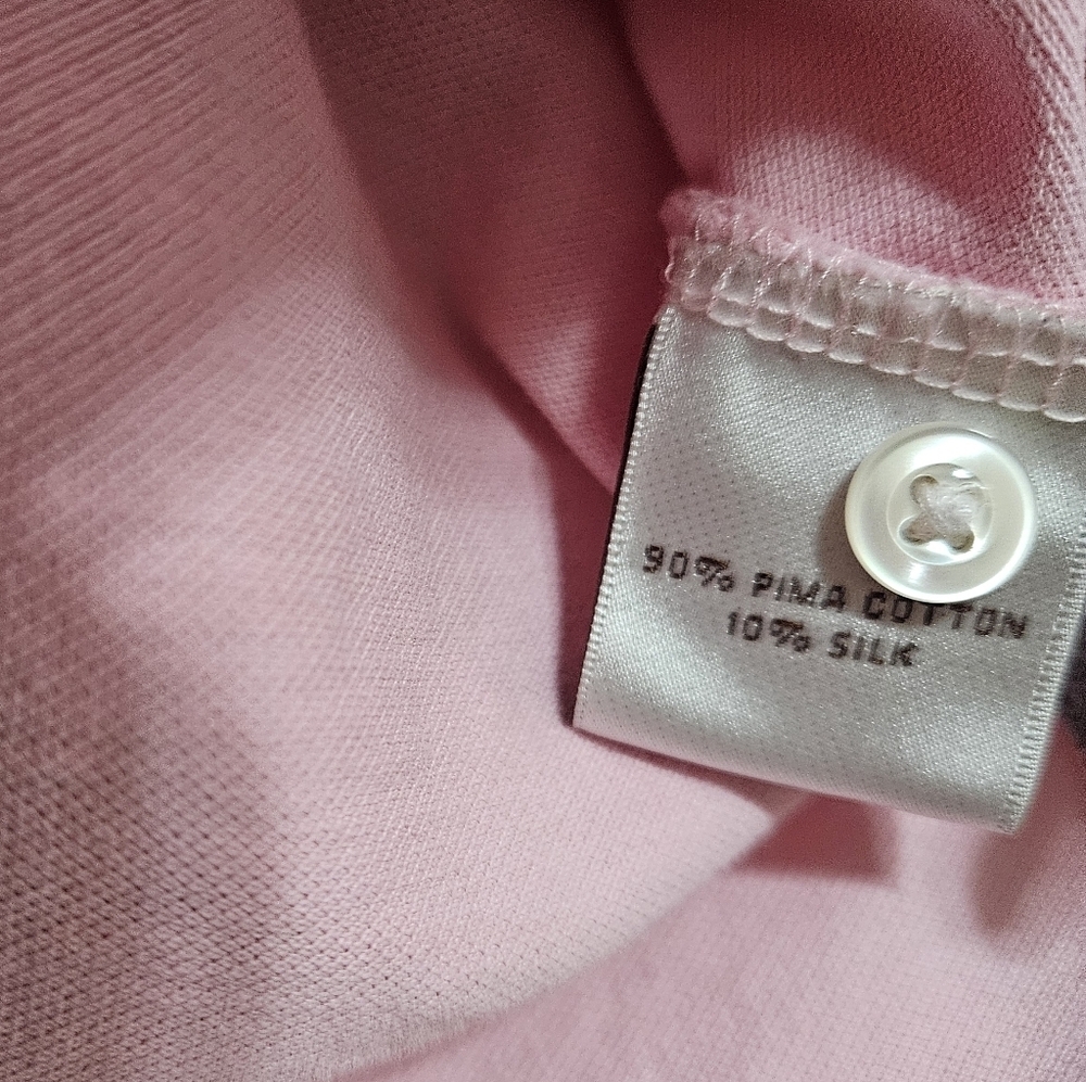 Peter Millar Crown Soft Pink Polo Shirt Cotton Silk Mens Large - Picture 6 of 7